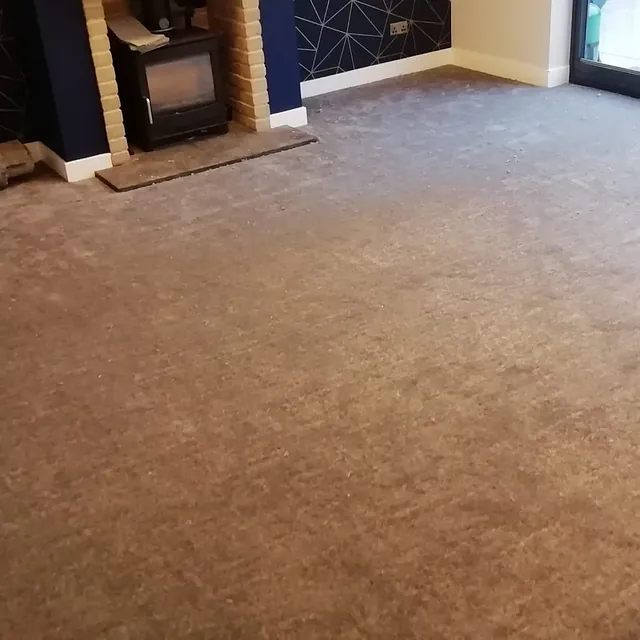 New beige carpet fitted in living room