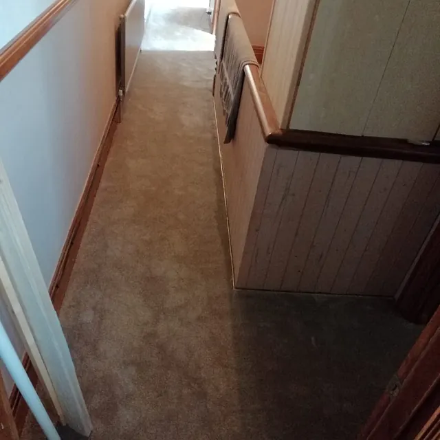 Beige hallway carpet